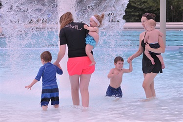 Families at kids pool