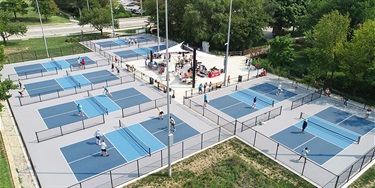 Aerial view of Bois D'Arc pickleball courts