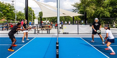 Pickleball game side view
