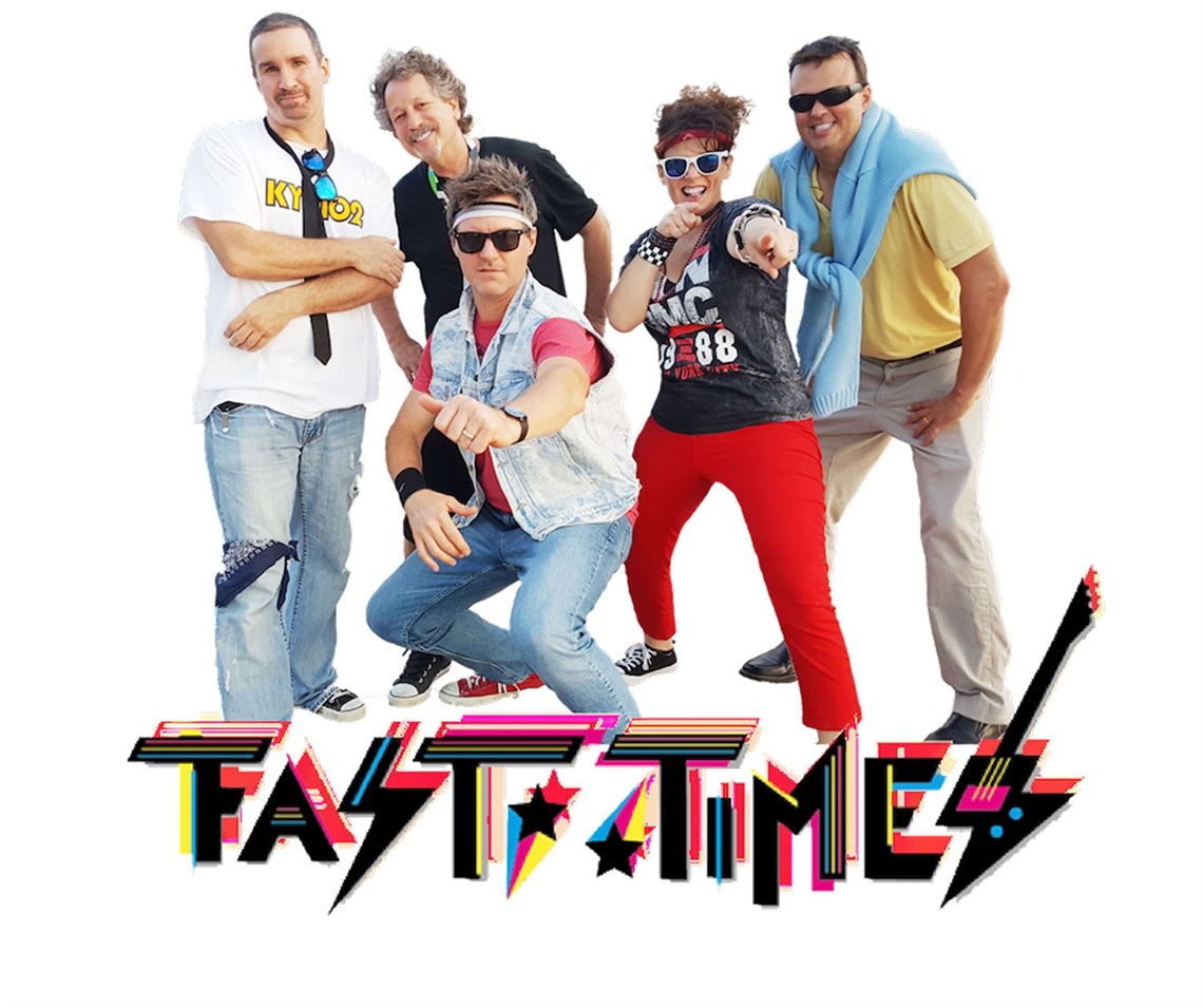 Fast Times band members dressed in '80s apparel