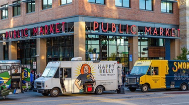 Food trucks outside Lenexa Public Market