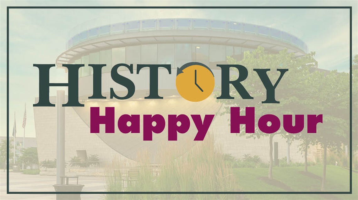 History Happy Hour  graphic with City Hall in background