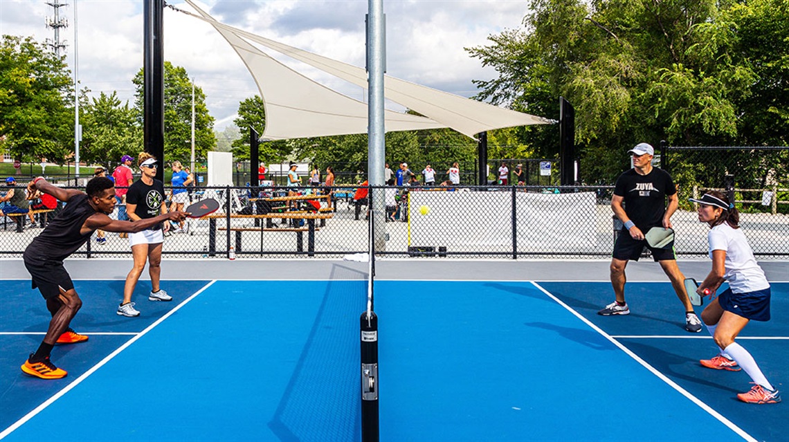 view of court centerline during a pickleball game