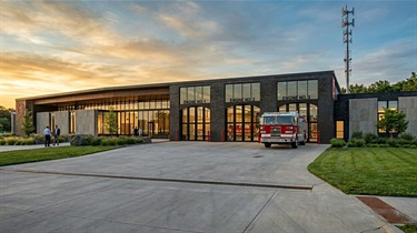 Design rendering of future Fire Station #6 facing southwest