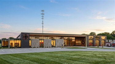 Design rendering of future Fire Station #6 facing west