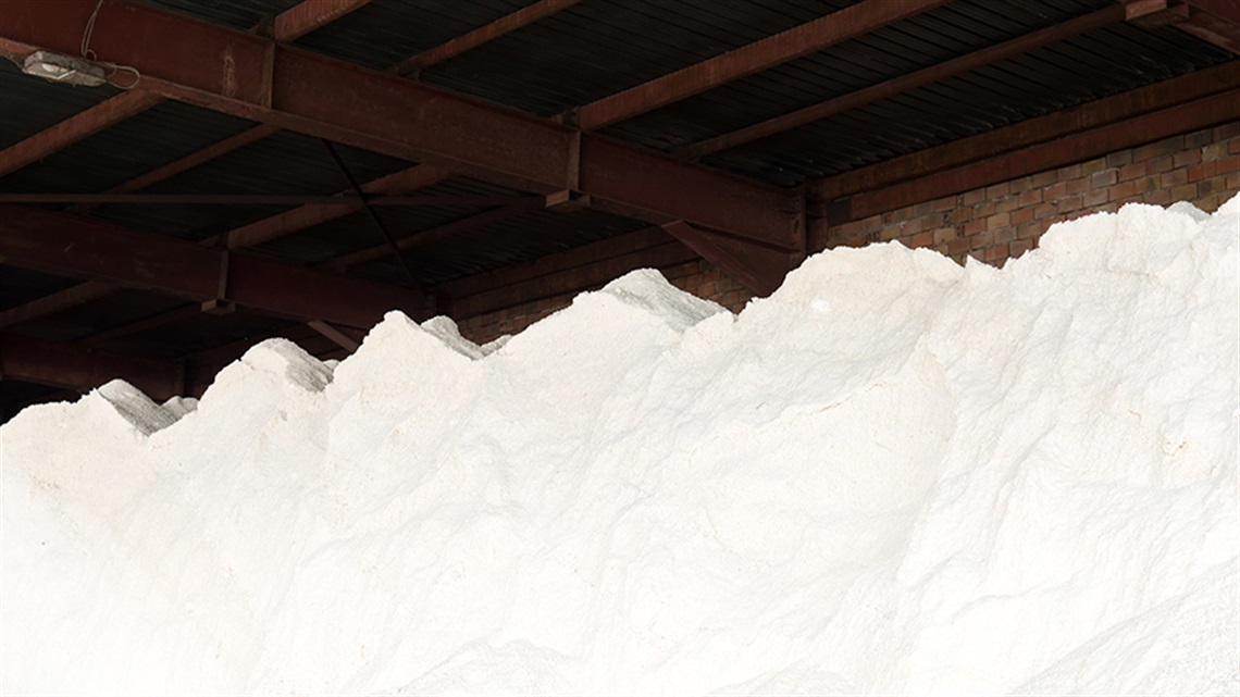 Salt being stored in a building