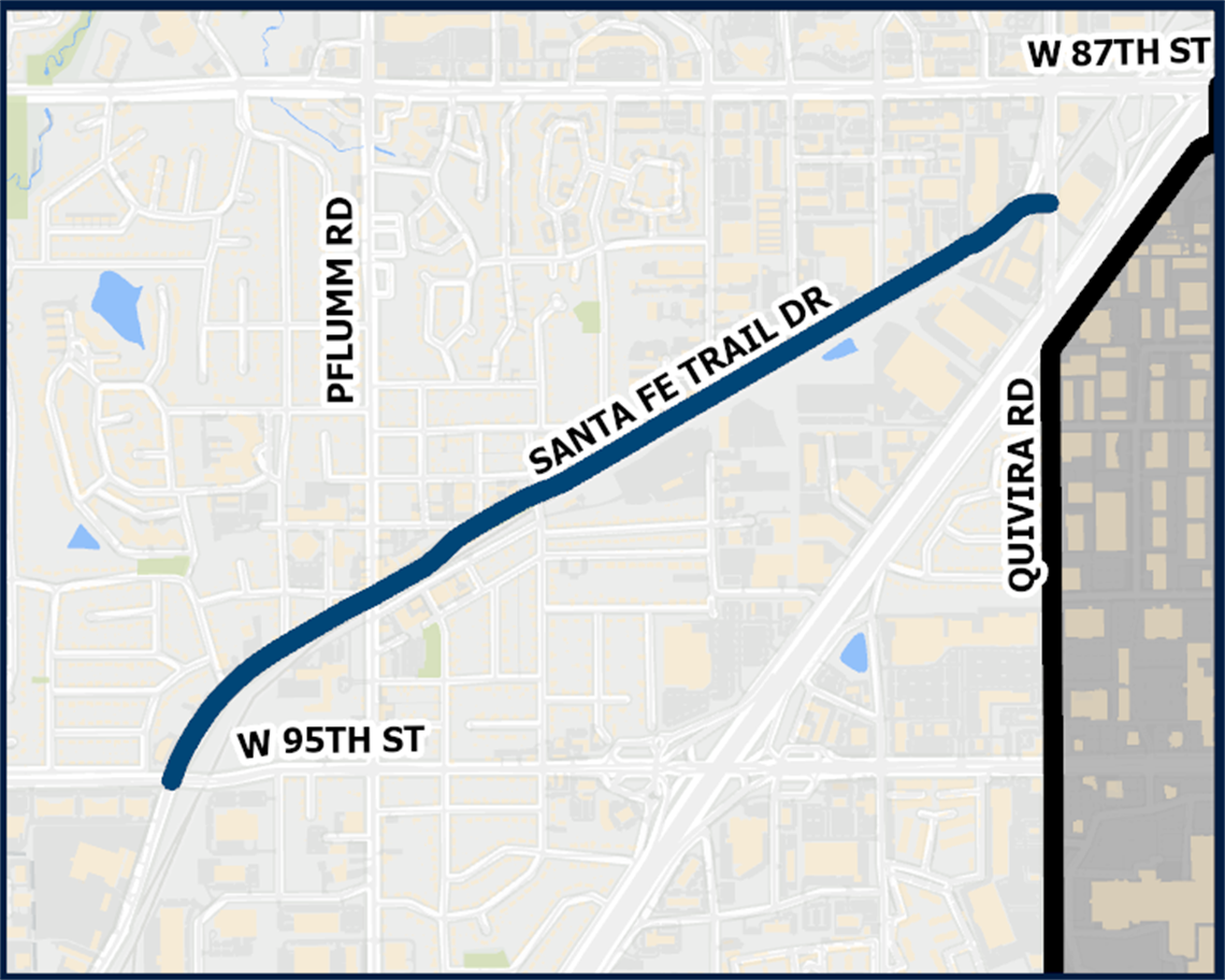 Map of Santa Fe Trail Drive street and trail project