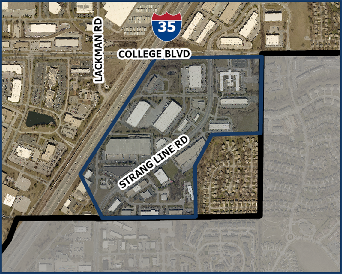 Strang Line Road streetlight and stormwater improvements map