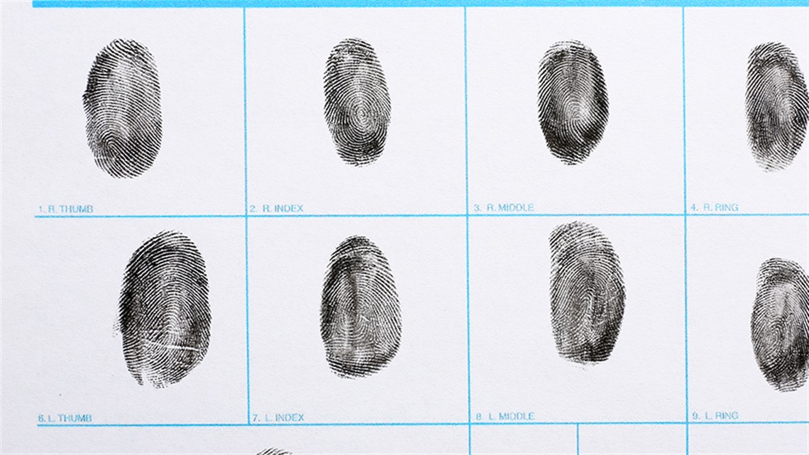 fingerprints on a record sheet