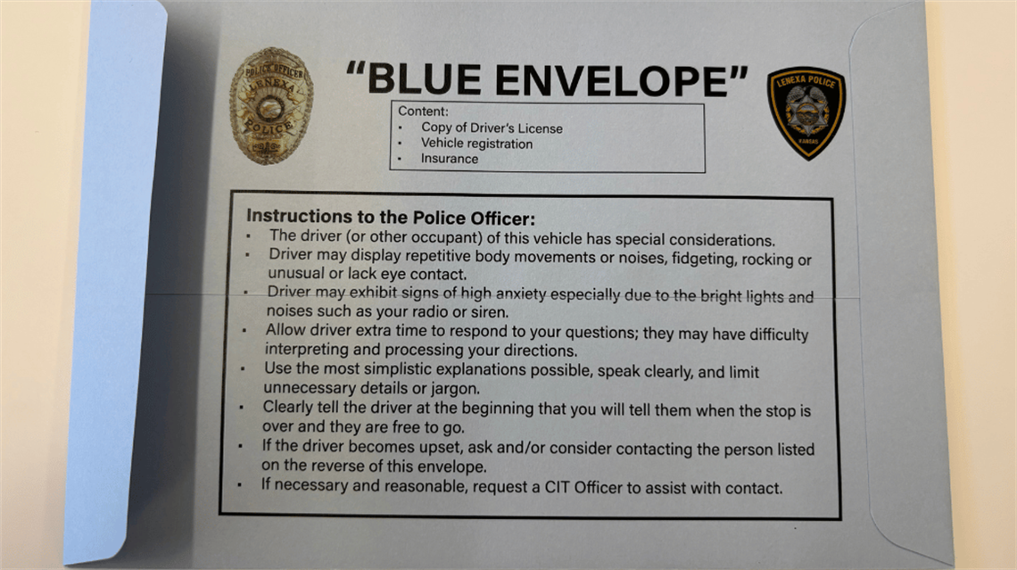 Blue envelope back of card with instructions listed