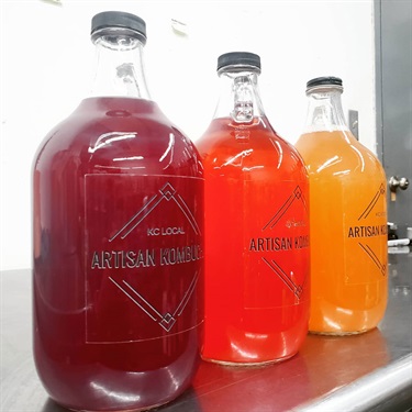 Kombucha growlers on counter