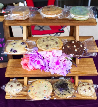 Variety of cookies on display stand