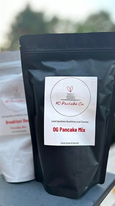 Closeup of pancake mixes in bags on table