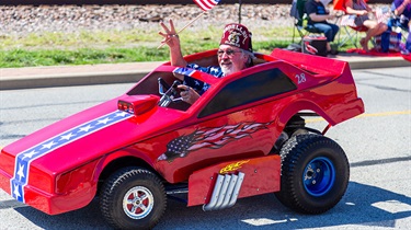 Shriner in small car