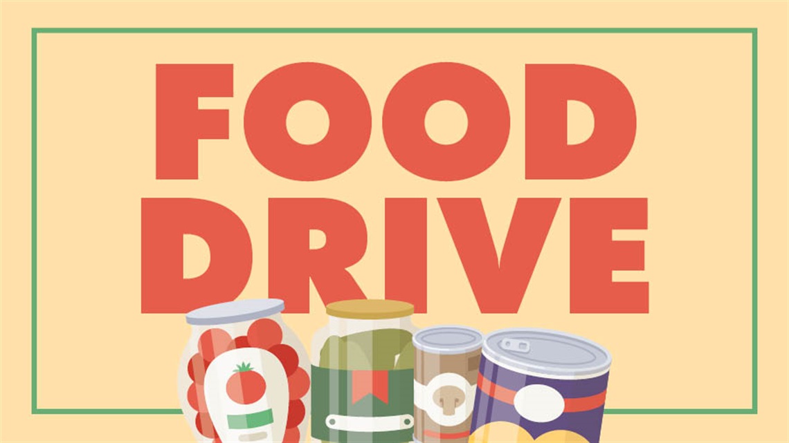 food drive with illustrations of canned goods