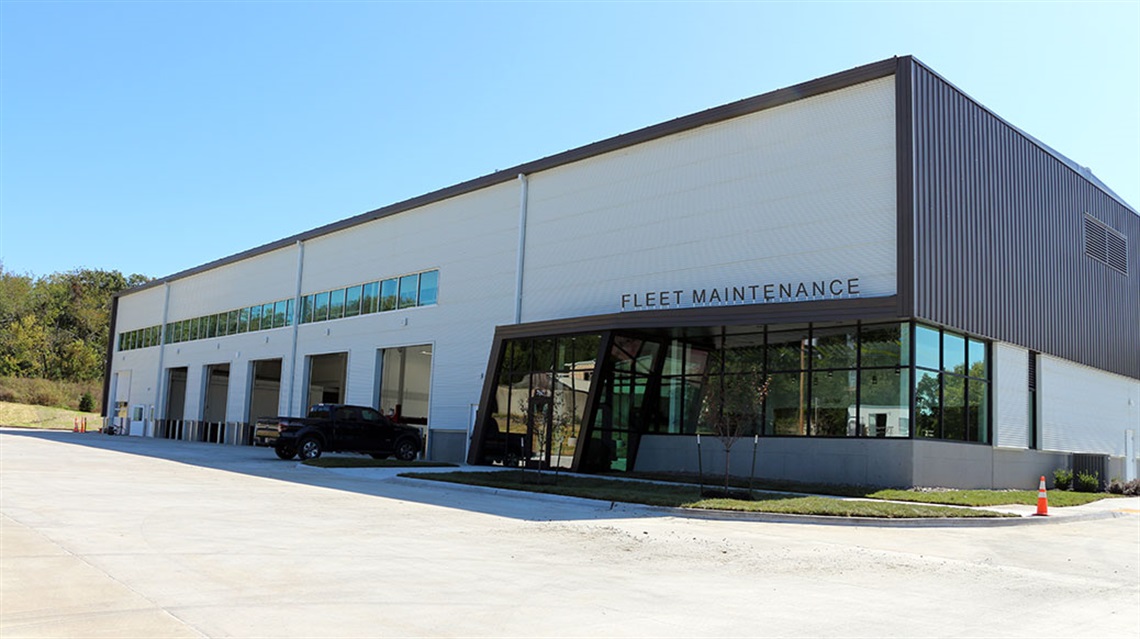 Exterior of Municipal Services fleet maintenance building