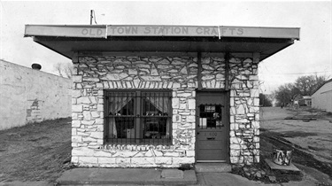 Early gas station building made of stone