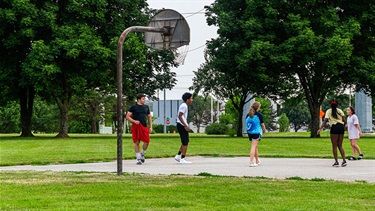 People playing basketball