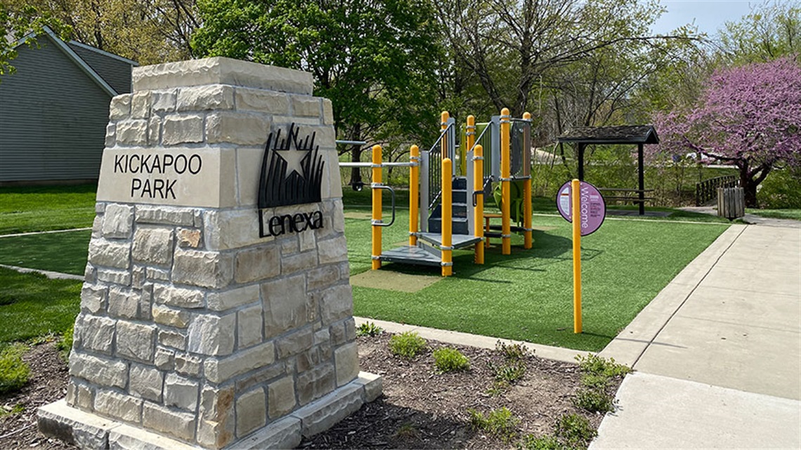 Entrance sign and playground