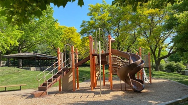 Playground with stairs and slide