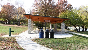 Front view of park shelter
