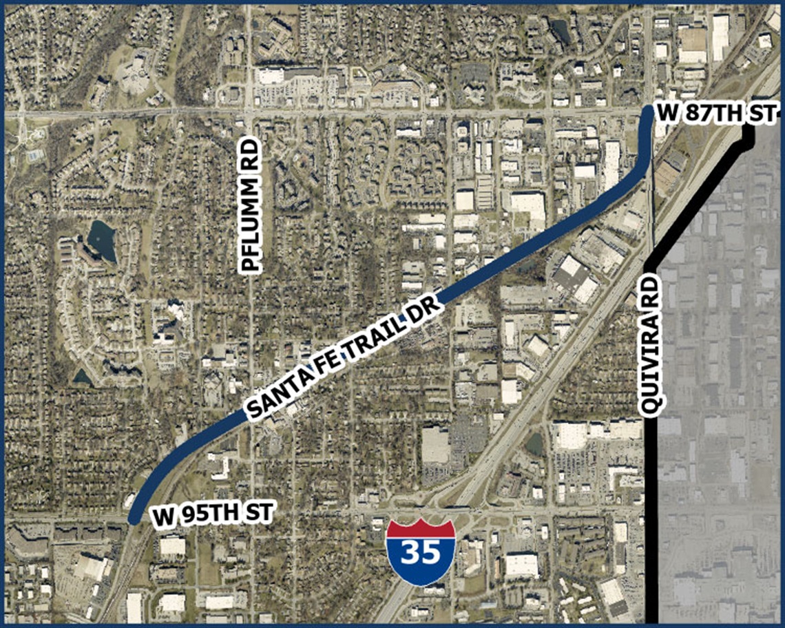 Map of Santa Fe Trail Drive street and trail project