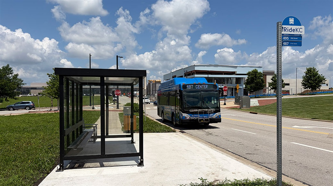 bus parked at corner