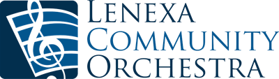 Lenexa Community Orchestra logo with treble clef and staff