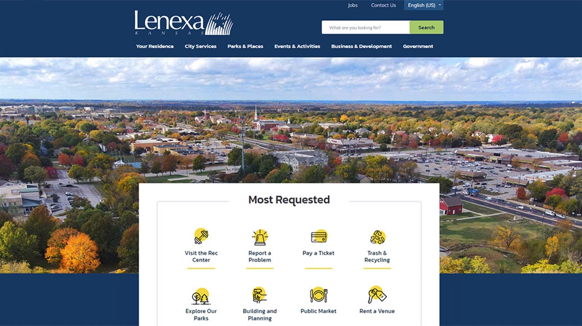 City of Lenexa website homepage