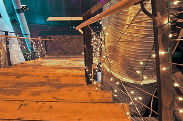 Looking down grand stairway