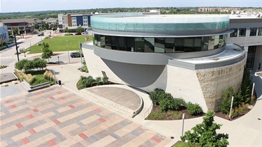 Lenexa Commons and outdoor stage view from right