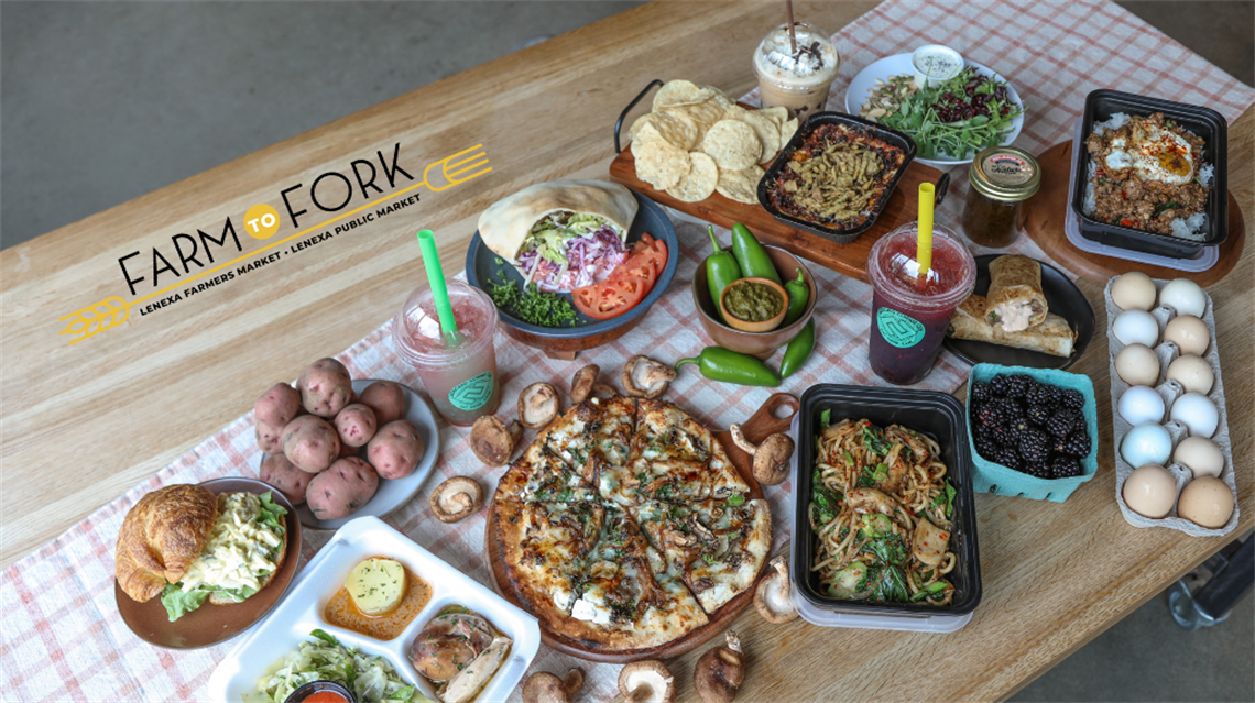 Table spread of a variety of dishes that will be served during Farm to Fork, Aug. 3-9, 2025 at the Lenexa Public Market.