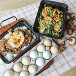 Pork pad grapow and vegetable udon made by Saap Saap Noodles